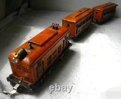 LIONEL GE-IR 60-Ton Box-Cab & 2-car Train Orange withGreen Rd# 248 Pre-War O 27