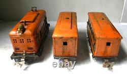 LIONEL GE-IR 60-Ton Box-Cab & 2-car Train Orange withGreen Rd# 248 Pre-War O 27