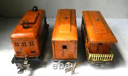 LIONEL GE-IR 60-Ton Box-Cab & 2-car Train Orange withGreen Rd# 248 Pre-War O 27