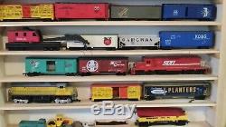 Large collection of ho trains, buildings, people, and cars & accessories