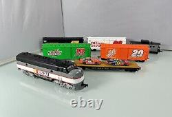 Life-Like Racing Rails NASCAR Train HO Electric Train Locomotive + 6 Box Car Set