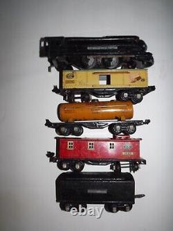 Lionel 027 1688e Engine Train 1940's Set BoxCar, Caboose, Shell Tanker & Coal Car