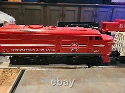 Lionel O Gauge Minneapolis & St. Louis Train. Engine, B Unit, And 5 Cars