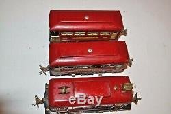 Lionel Prewar Red Train Set 248 Engine & 629, 630 Passenger Cars O Gauge