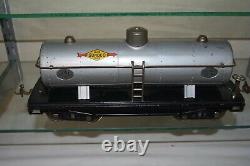 Lionel Prewar Standard Gauge Tin Toy Train 215 Oil Car Silver, Nickel Trim Nice