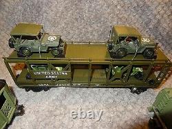 Lionel U. S. Army WWII Troop Train Set with MTH Double Jeep Flat-Bed Car Upgrade