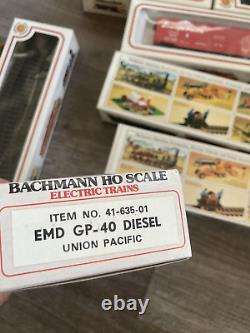 Lot of trains and rails BACHMANN HO Scale cars engines coal In Box GREAT SHAPE