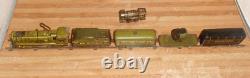 MARX ARMY 897 LITHOGRAPH WIND-UP METAL LOCOMOTIVE TRAIN WithCARS & EXTRA'S! WORKS