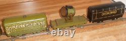 MARX ARMY 897 LITHOGRAPH WIND-UP METAL LOCOMOTIVE TRAIN WithCARS & EXTRA'S! WORKS