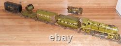 MARX ARMY 897 LITHOGRAPH WIND-UP METAL LOCOMOTIVE TRAIN WithCARS & EXTRA'S! WORKS