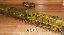 MARX ARMY 897 LITHOGRAPH WIND-UP METAL LOCOMOTIVE TRAIN WithCARS & EXTRA'S! WORKS