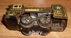 MARX ARMY 897 LITHOGRAPH WIND-UP METAL LOCOMOTIVE TRAIN WithCARS & EXTRA'S! WORKS