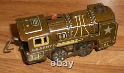 MARX ARMY 897 LITHOGRAPH WIND-UP METAL LOCOMOTIVE TRAIN WithCARS & EXTRA'S! WORKS