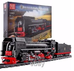 MOULD KING 12003 + 12003CX QJ Steam Train Locomotive with Extension Car Set MOC