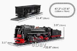 MOULD KING 12003 + 12003CX QJ Steam Train Locomotive with Extension Car Set MOC