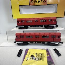 MTH RailKing 30-2727-3 MTA Red R-12 Non-Powered 2-Car Subway Add On Set O Used
