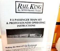 MTH Railking Santa-Fe F-3 Dual Motored Diesel & Three Passenger Cars-Protosounds