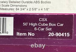 MTH Trains CSX 50' High Cube Box Car Set of 6 20-90415 (NEW IN BOX)