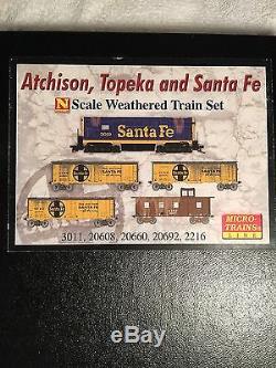 MTL MICRO-TRAINS N 993 01 280 AT&SF WEATHERED, LOCO, 3 CARS&CABOOSE optional dcc