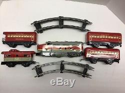 Marx Monon Tin Type Hoosier Line Train Set Windup Locomotive & 4 Cars, Track