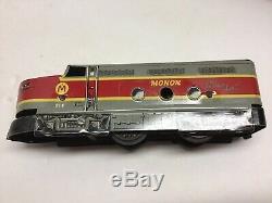 Marx Monon Tin Type Hoosier Line Train Set Windup Locomotive & 4 Cars, Track