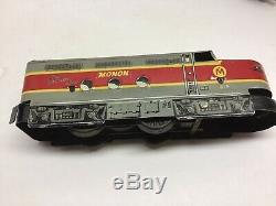 Marx Monon Tin Type Hoosier Line Train Set Windup Locomotive & 4 Cars, Track