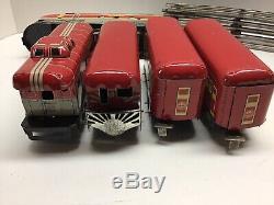 Marx Monon Tin Type Hoosier Line Train Set Windup Locomotive & 4 Cars, Track