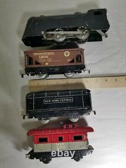 Marx Pressed Steel Tin Wind-up New York Central Bullet Train Engine 3 Cars Track