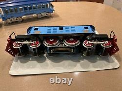 McCoy Standard Gauge Blue Train Set 5 cars and locomotive/engine