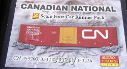 Micro Trains Line 99400006 Z Gauge Set 4 X Box Cars Canadian National neuwertig