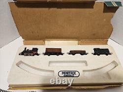 MiniTrix Electric Train Set #1902 Steam Engine Locomotive Freight Cars With Track