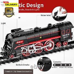 Model Train Set, Electric Toy Train with 3 Way Smoke Locomotive, 5 Train Cars, L