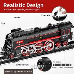 Model Train Set, Electric Toy Train with 3 Way Smoke Locomotive, 5 Train Cars, L