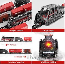 Model Train Set, Electric Toy Train with 3 Way Smoke Locomotive, 5 Train Cars, L