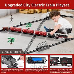 Model Train Set, Electric Toy Train with 3 Way Smoke Locomotive, 5 Train Cars, L