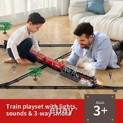 Model Train Set, Electric Toy Train with 3 Way Smoke Locomotive, 5 Train Cars, L