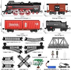 Model Train Set, Electric Toy Train with 3 Way Smoke Locomotive, 5 Train Cars, L