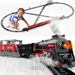 Model Train Set, Electric Toy Train with 3 Way Smoke Locomotive, 5 Train Cars, L