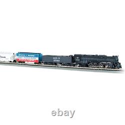 N Scale 68-Piece Electric Train Set with 4-8-4 Locomotive, Freight Cars, and Tra