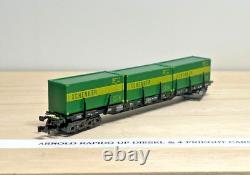 N Scale Arnold 1972 Rapido Diesel Locomotive and 4 Freight Cars Custom Wood Case