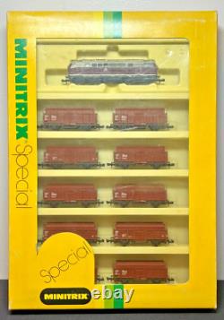 N Scale Minitrix 51 1070 DB BR217 Electric Loco & And 10 Freight Car Set RARE