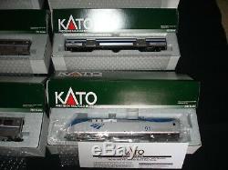 New Kato Amtrak HO Scale Phase IV b Train Car Set with GE P42 Vb #91 Engine