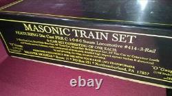 O Weaver Masonic Train Set Diecast Prr 0-8-0 Steam Locomotive & Cars Vg+/ob