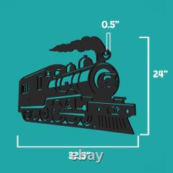 Outdoor Train Steam Locomotive Wall Art Black PVC Railroad Decor Train Car