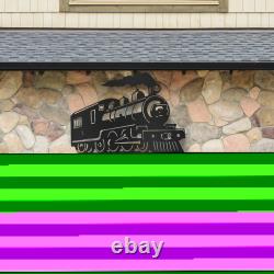 Outdoor Train Steam Locomotive Wall Art Black PVC Railroad Decor Train Car