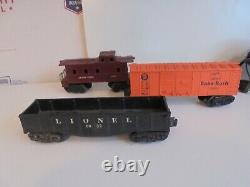 Post War Lionel train set 2-4-2 locomotive & tender, gondola, box car & caboose