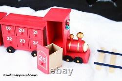 Pottery Barn Kids Wooden Train Advent Calendar -nib- All Aboard For Fun Décor
