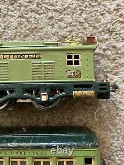 Prewar Lionel 253 Locomotive, 607 Pullman, 608 Observation Car, Train Lot