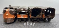 RARE Mid West Plating Aluminum Toy Railroad Train 3 Cars & Locomotive Freeport