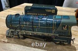 Rare Find! Unique Art Lines #1950 Electric Toy Train Engine And Cars 1949 Model